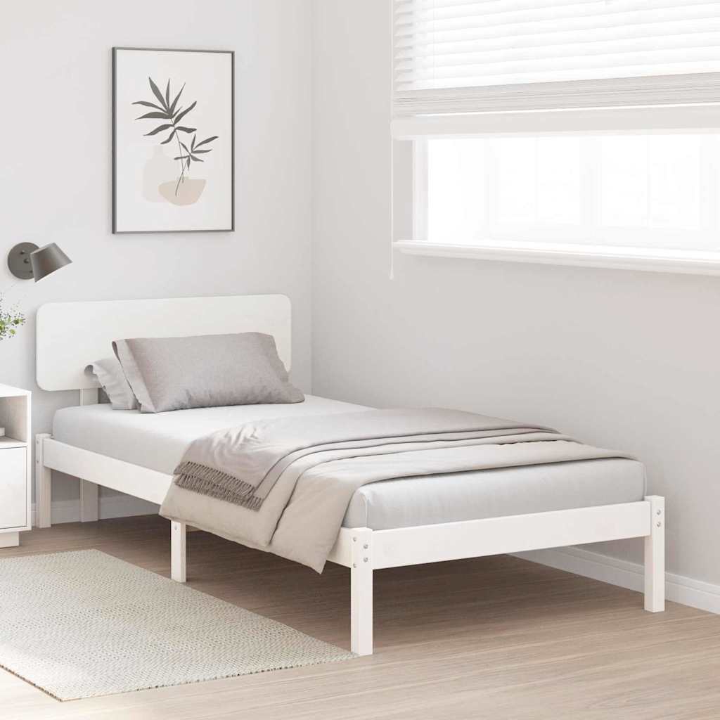 Sengestamme med hodegjerde Hvit 100 x 200 cm Massiv furu