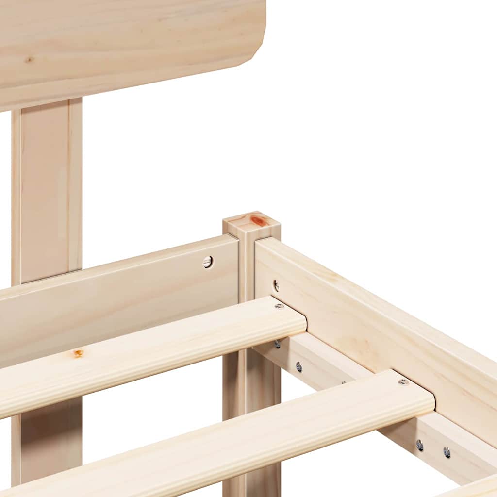 Sengestamme med hodegjerde Naturlig 90 x 200 cm Massiv furu