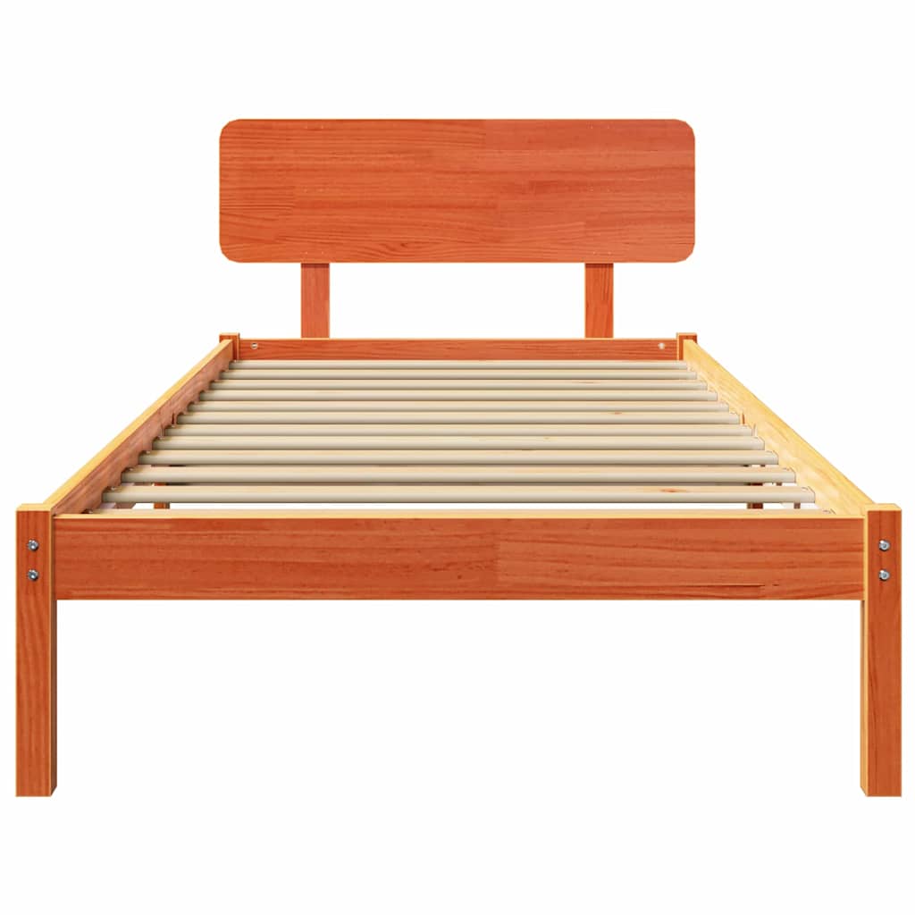 Sengestamme med hodegjerde Vokset Brun 90 x 200 cm Massiv furu