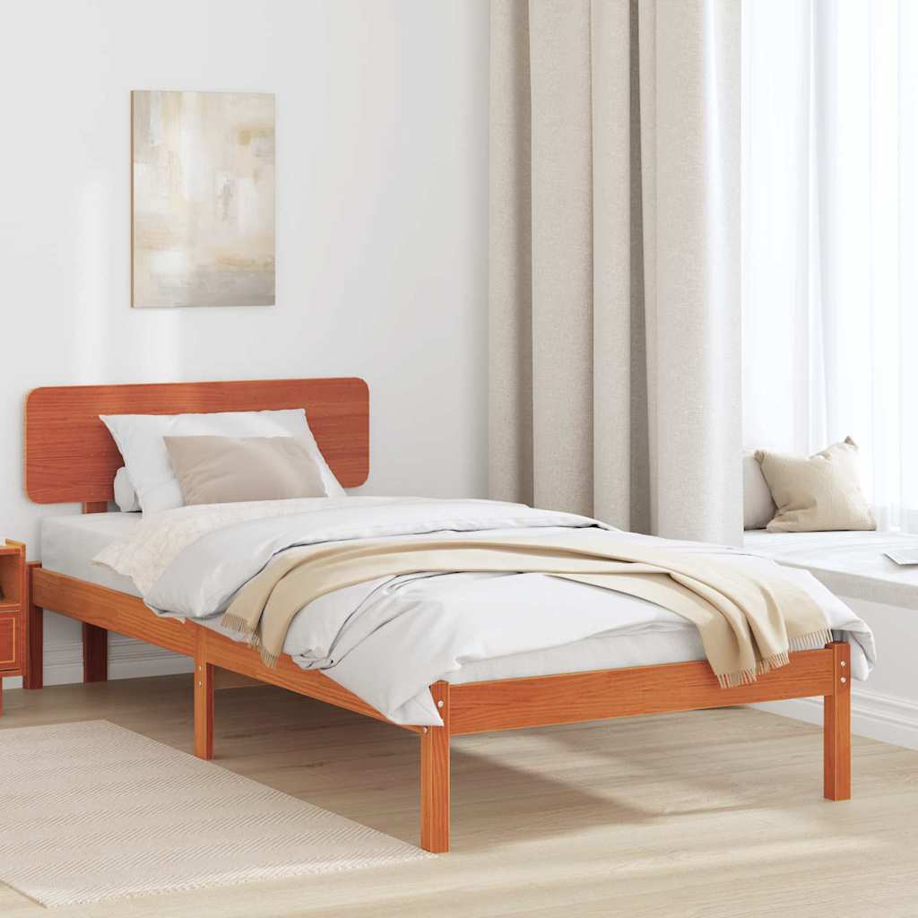 Sengestamme med hodegjerde Vokset Brun 90 x 190 cm Massiv furu