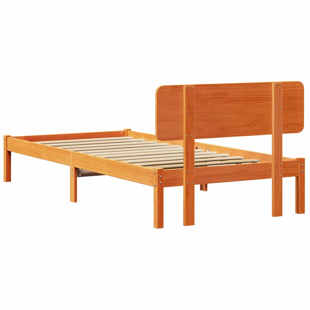 Sengestamme med hodegjerde Vokset Brun 90 x 190 cm Massiv furu