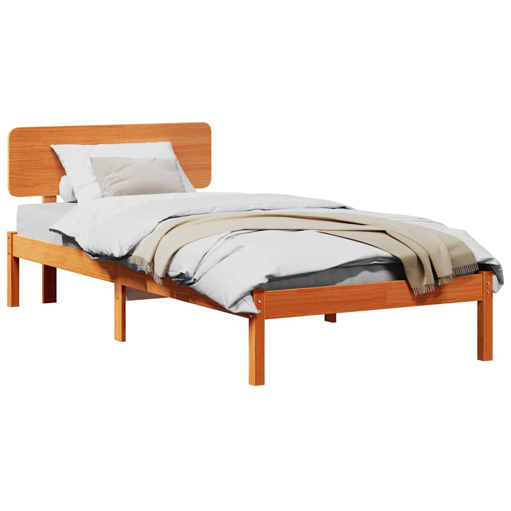 Sengestamme med hodegjerde Vokset Brun 90 x 190 cm Massiv furu