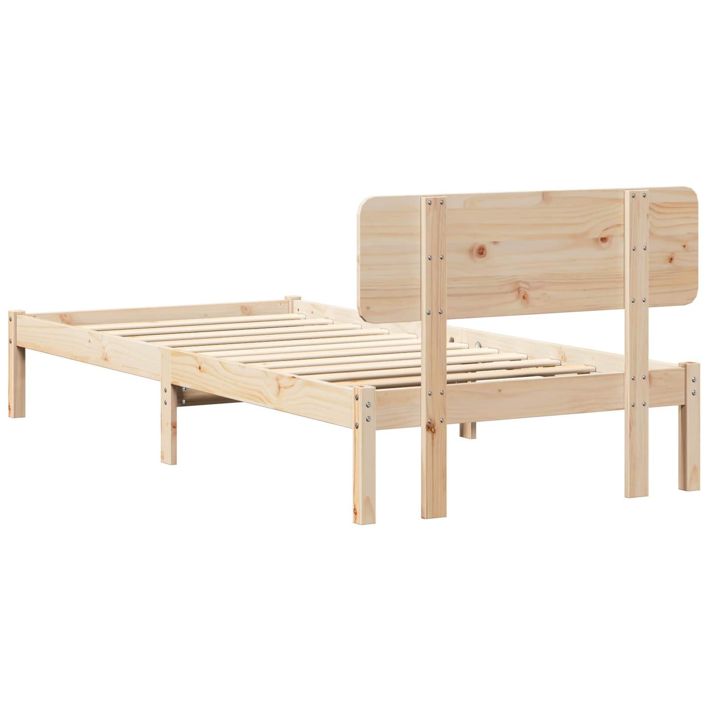 Sengestamme med hodegjerde Naturlig 75 x 190 cm Massiv furu