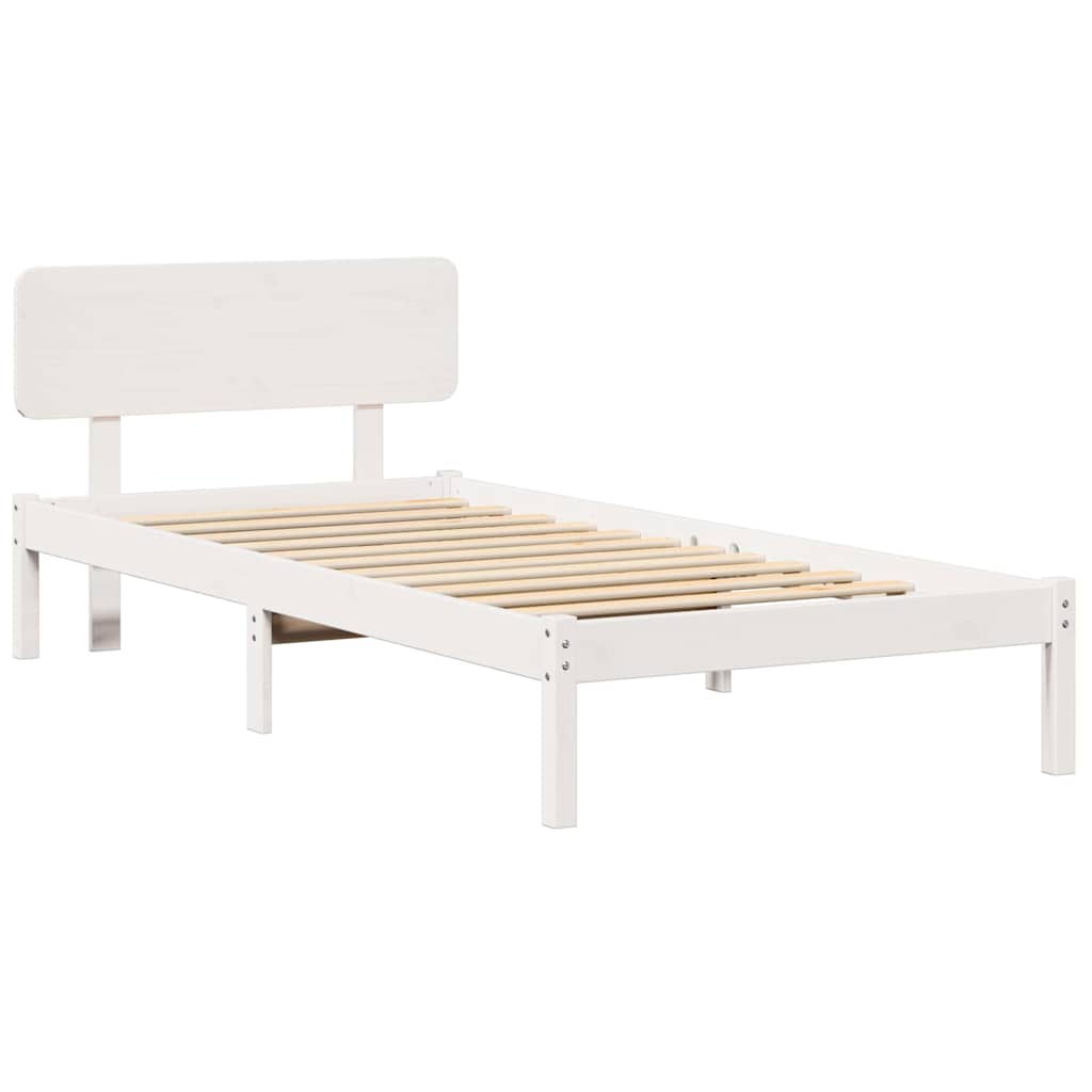 Sengestamme med hodegjerde Hvit 75 x 190 cm Massiv furu