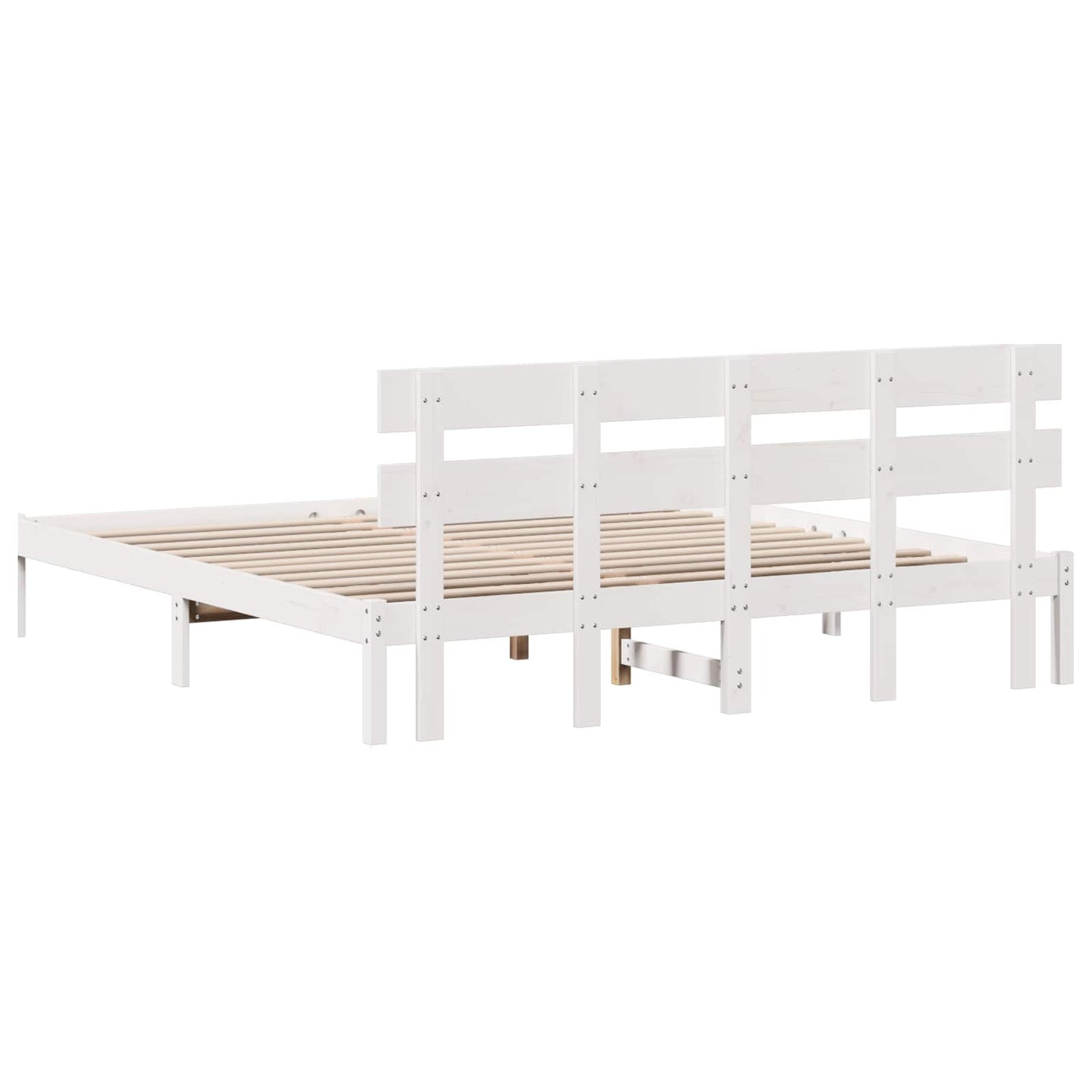 Sengestamme med hodegjerde Hvit 200 x 200 cm Massivt furutre