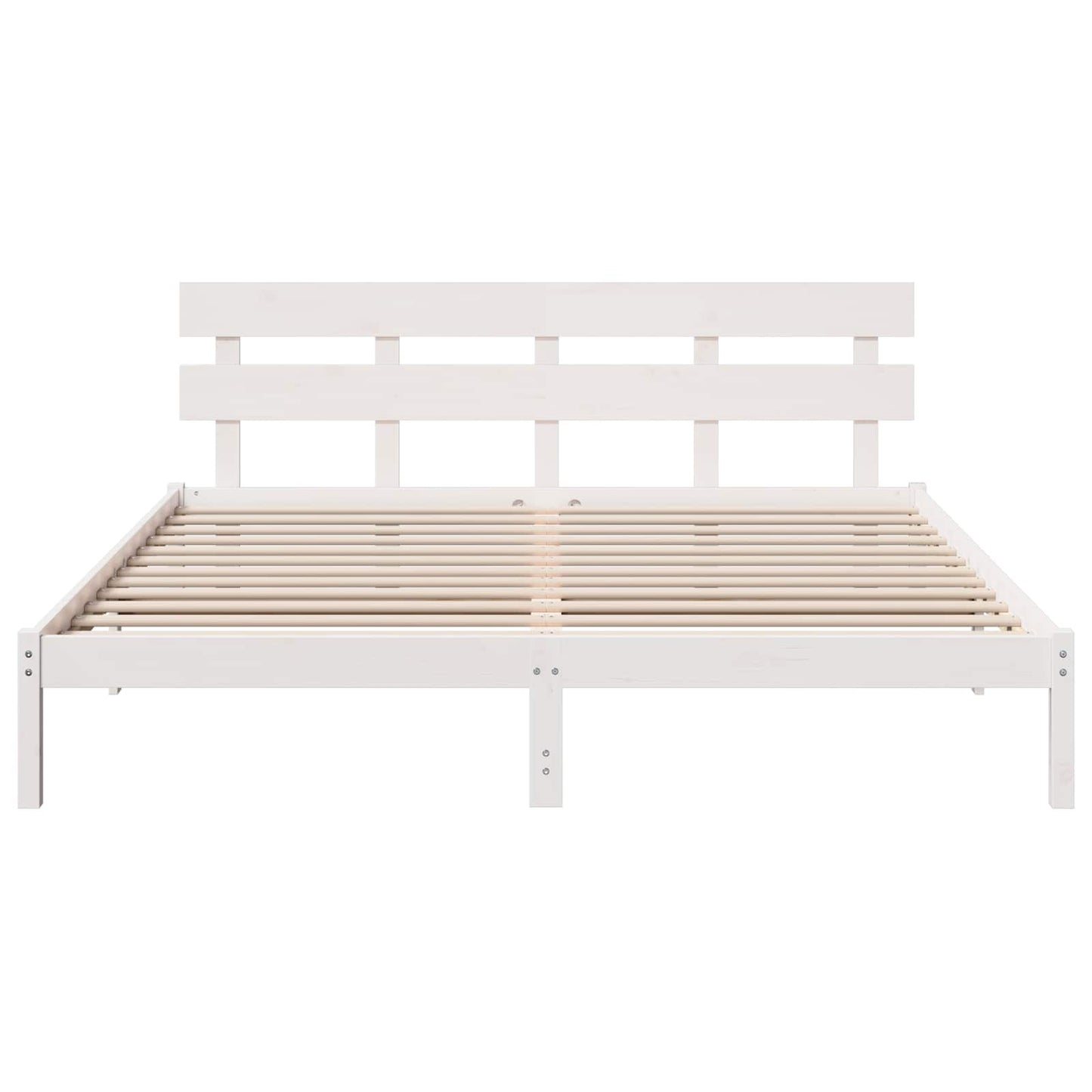 Sengestamme med hodegjerde Hvit 200 x 200 cm Massivt furutre