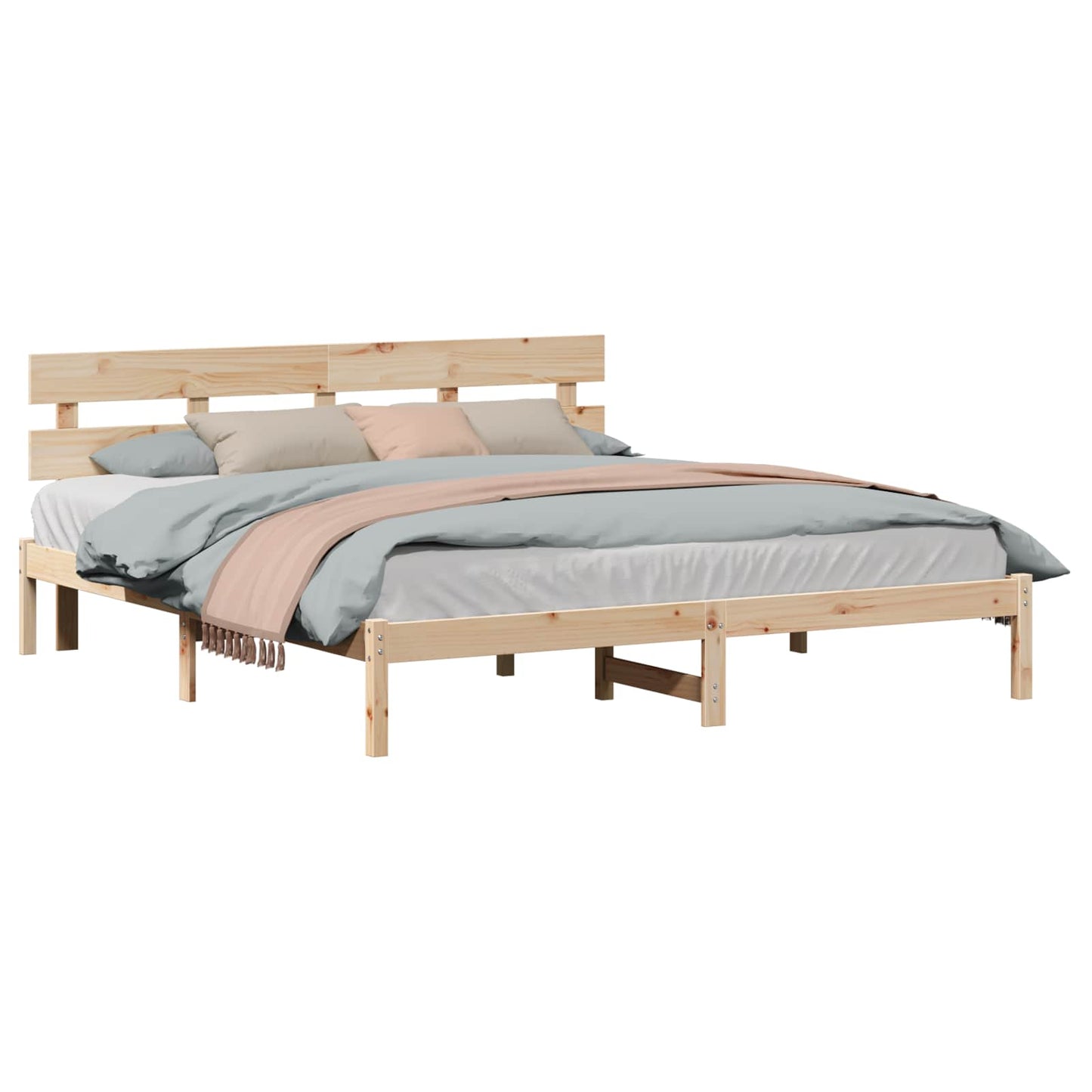 Sengestamme med hodegjerde Brun 180 x 200 cm Massivt furutre