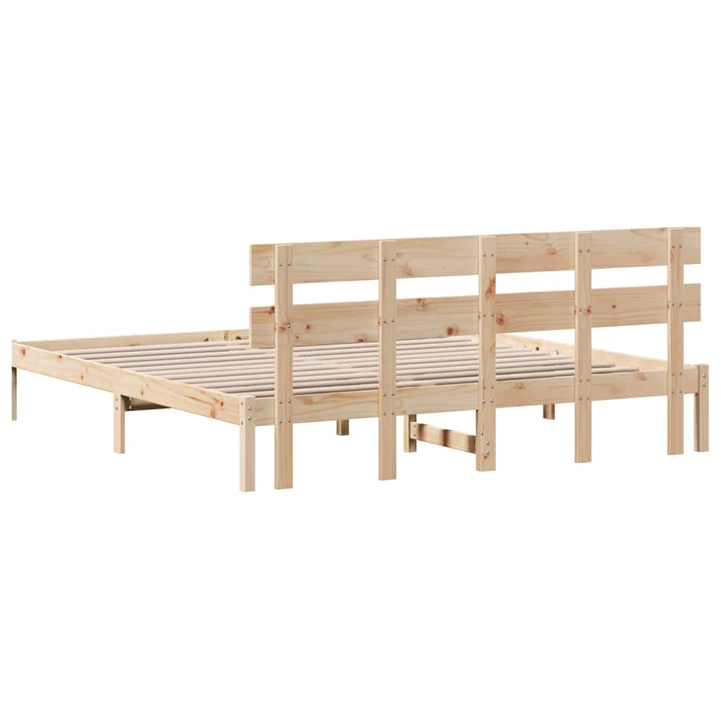 Sengestamme med hodegjerde Brun 180 x 200 cm Massivt furutre