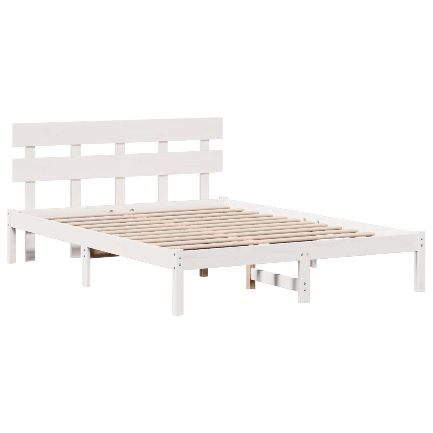 Sengestamme med hodegjerde Hvit 150 x 200 cm Massivt furutre