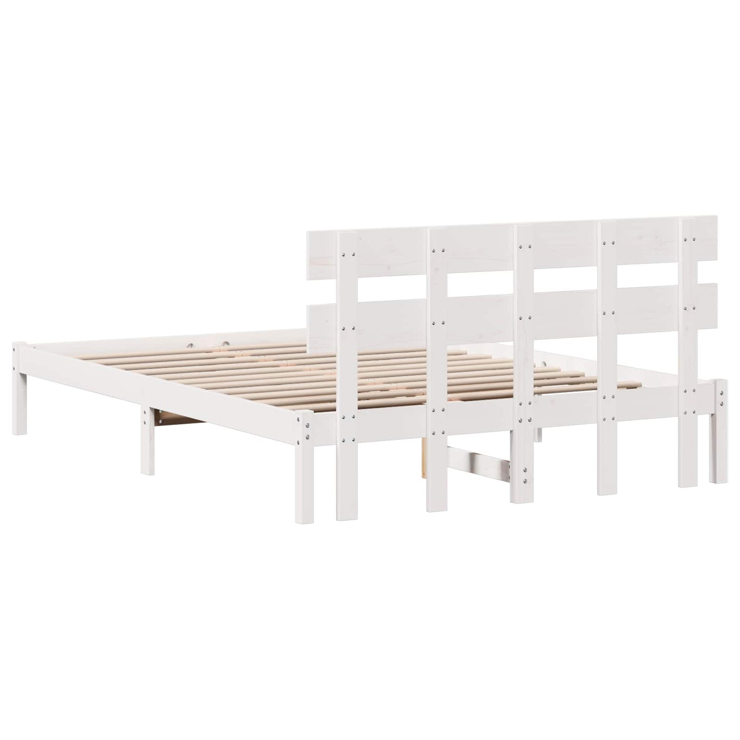 Sengestamme med hodegjerde Hvit 150 x 200 cm Massivt furutre