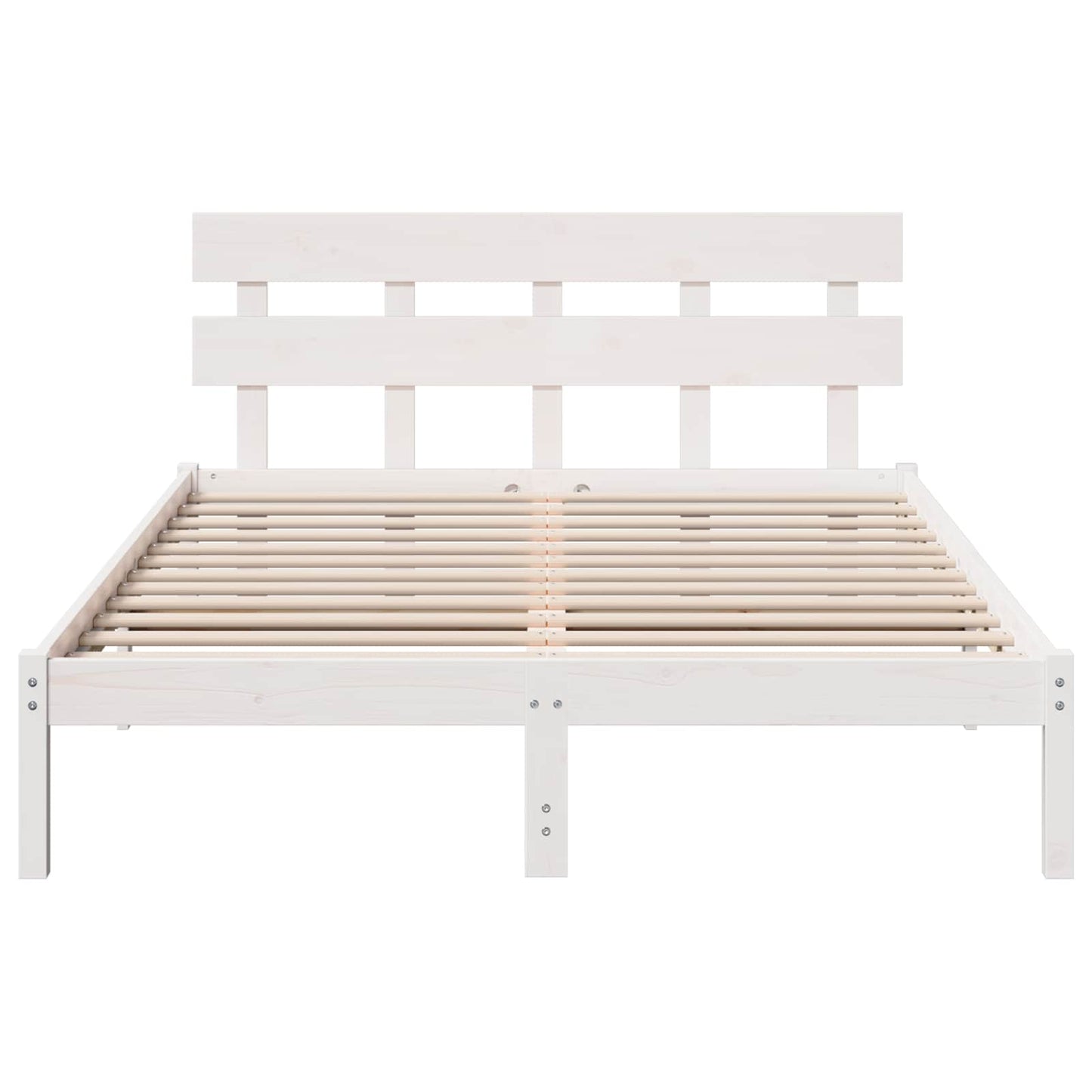 Sengestamme med hodegjerde Hvit 150 x 200 cm Massivt furutre