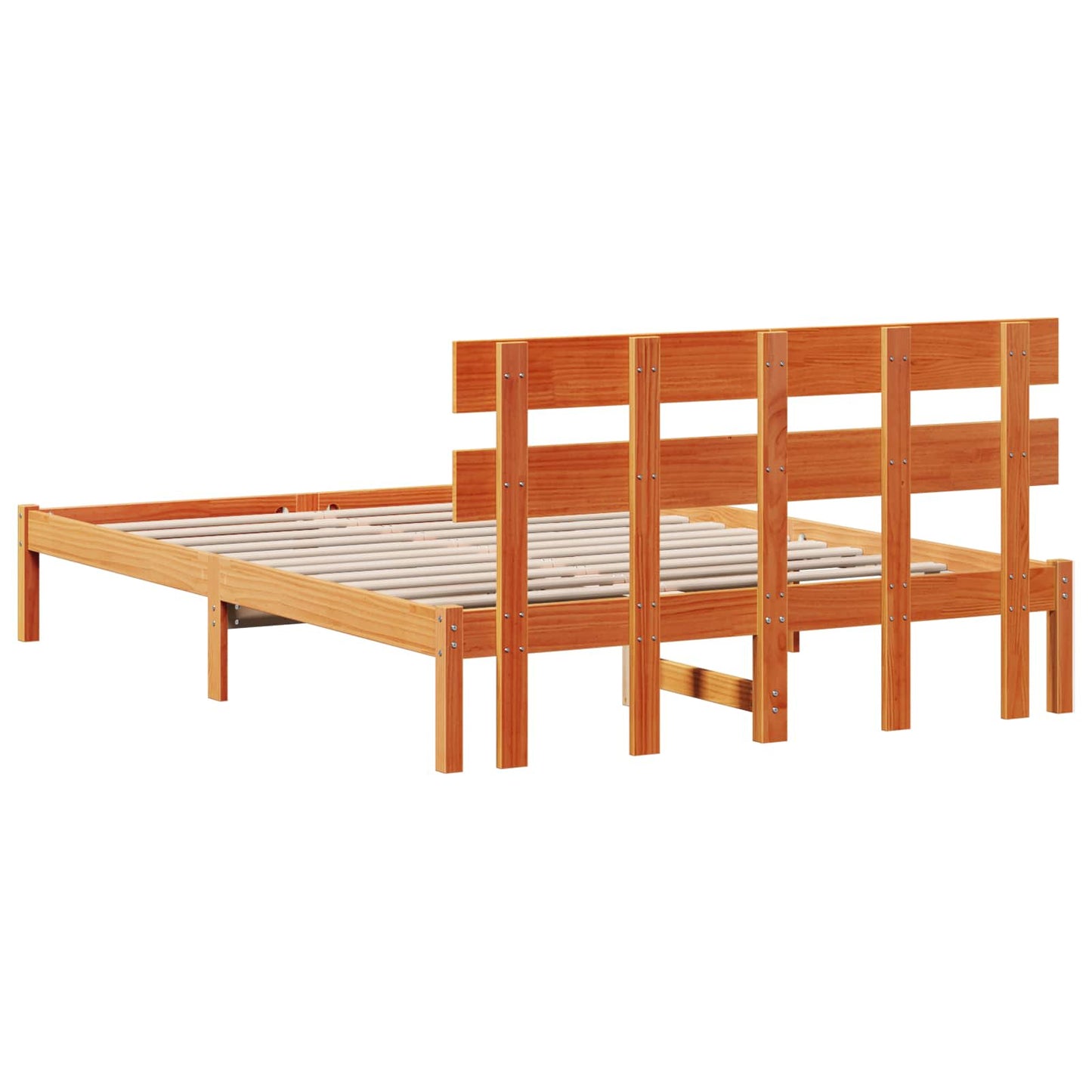 Sengestamme med hodegjerde Brun 150 x 200 cm Massivt furutre