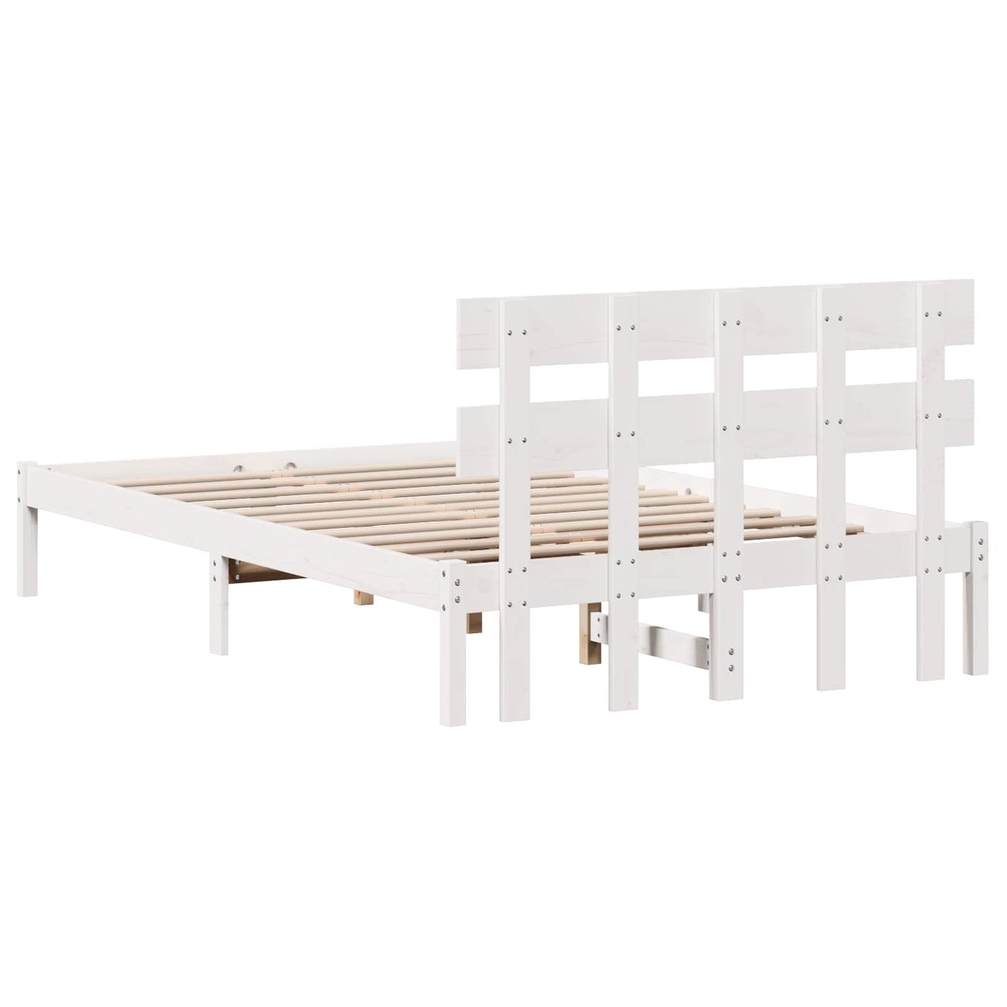 Sengestamme med hodegjerde Hvit 120 x 200 cm Massivt furutre