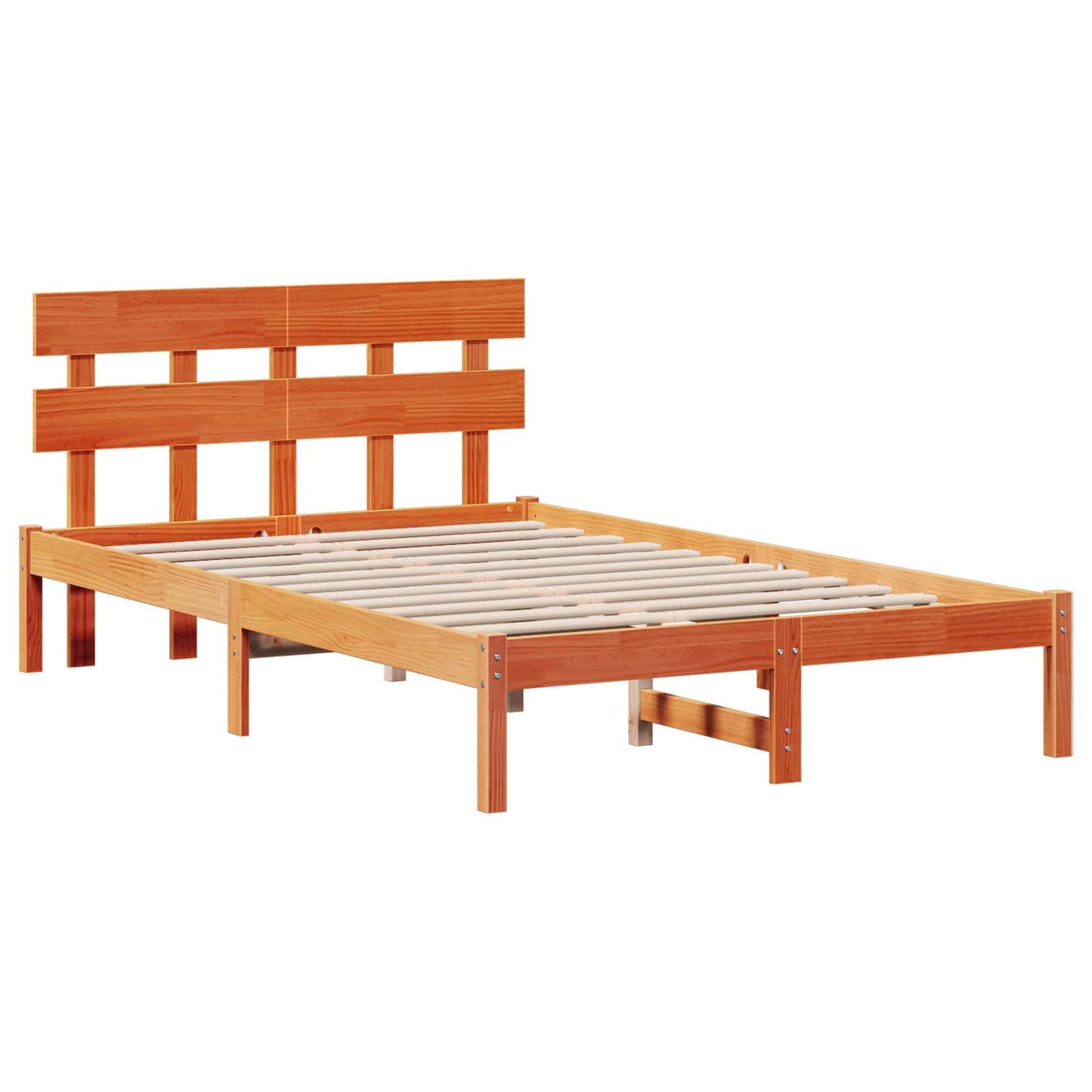 Sengestamme med hodegjerde Brun 120 x 200 cm Massivt furutre