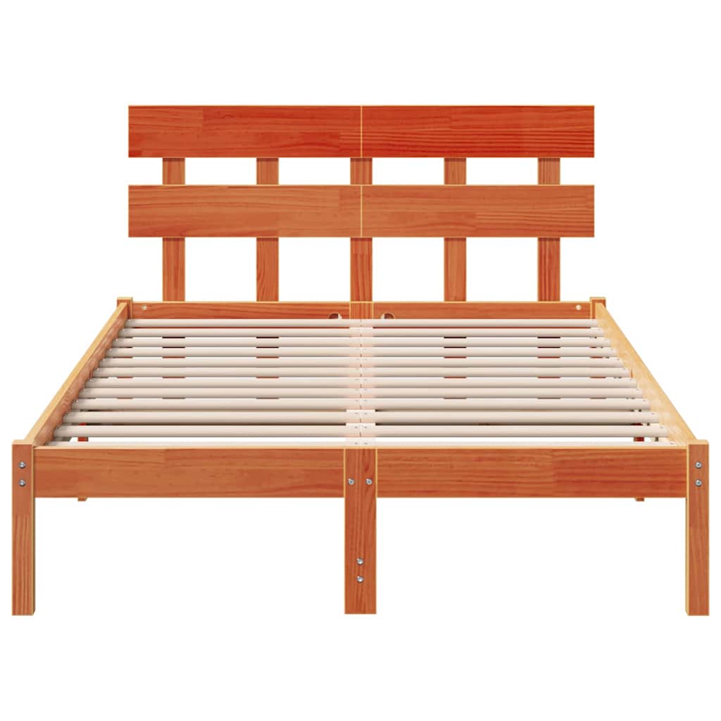 Sengestamme med hodegjerde Brun 120 x 190 cm Massivt furutre