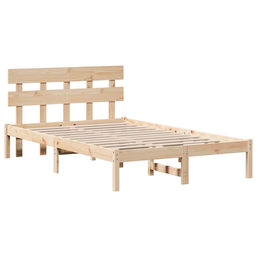 Sengestamme med hodegjerde Brun 140 x 190 cm Massivt furutre