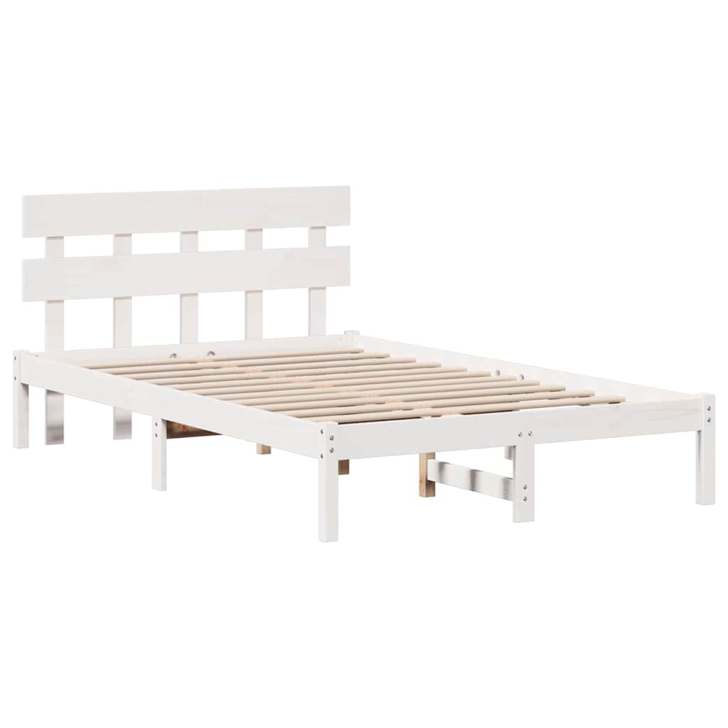 Sengestamme med hodegjerde Hvit 135 x 190 cm Massivt furutre