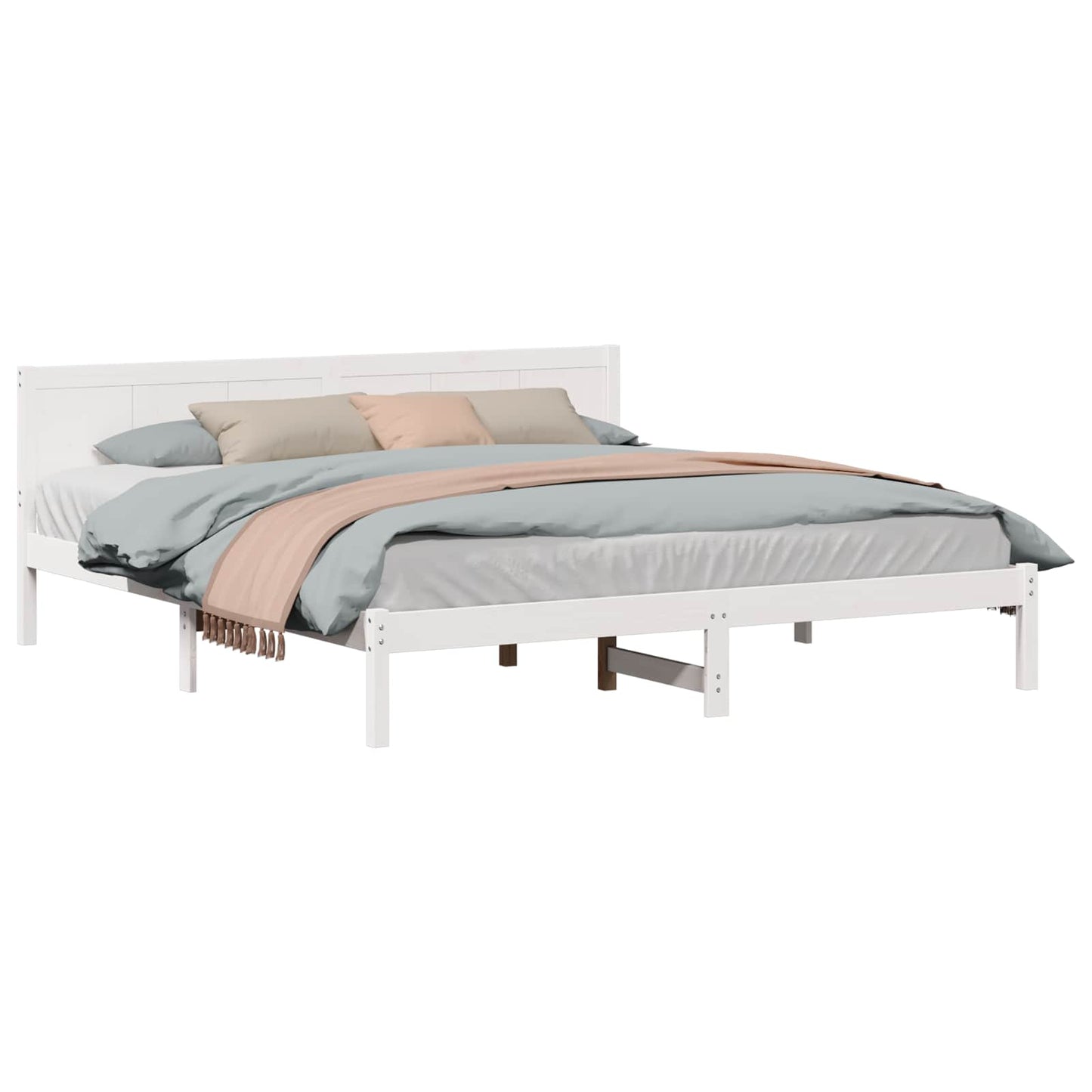 Sengestamme Hvit 200 x 200 cm Massivt furutre