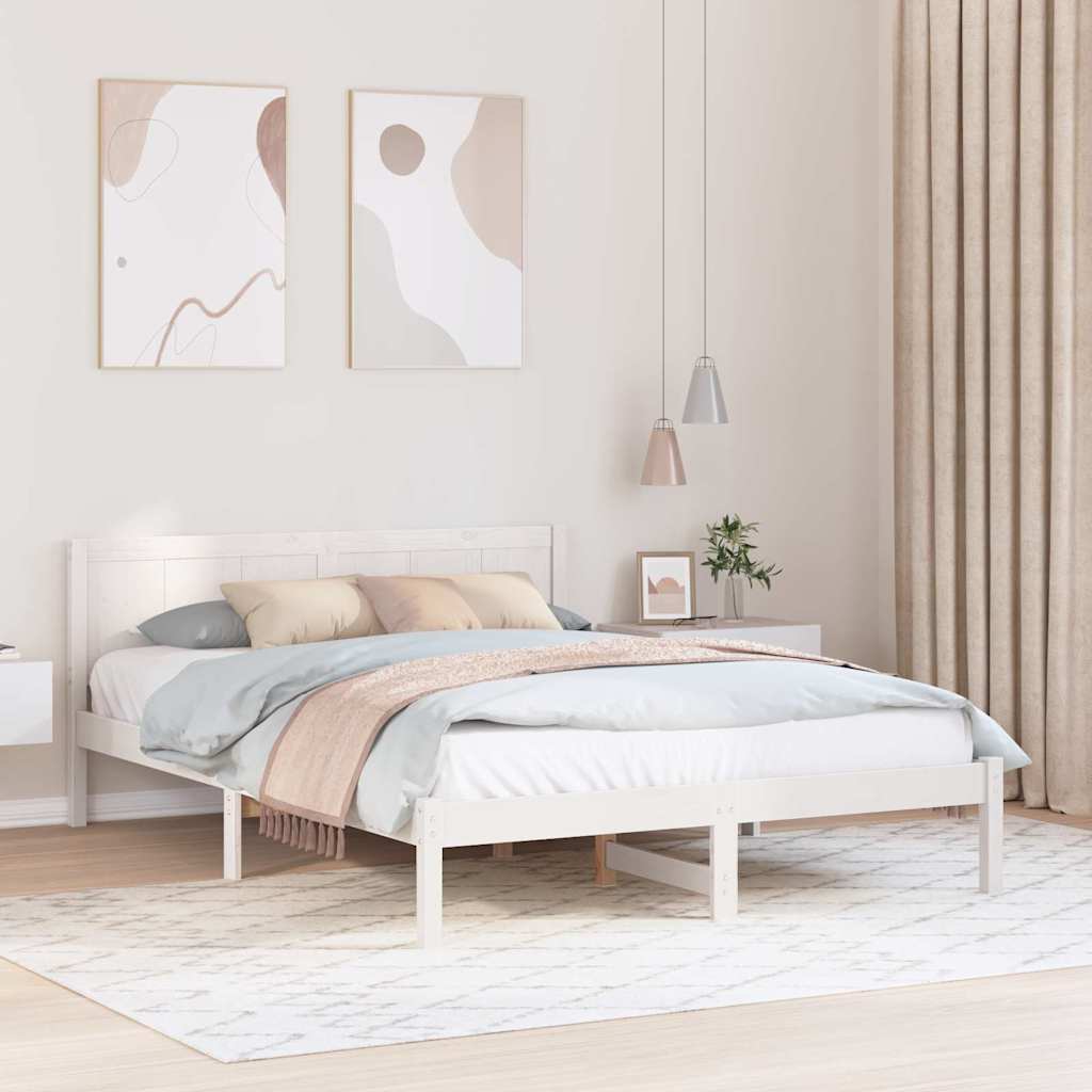 Sengestamme Hvit 150 x 200 cm Massivt furutre