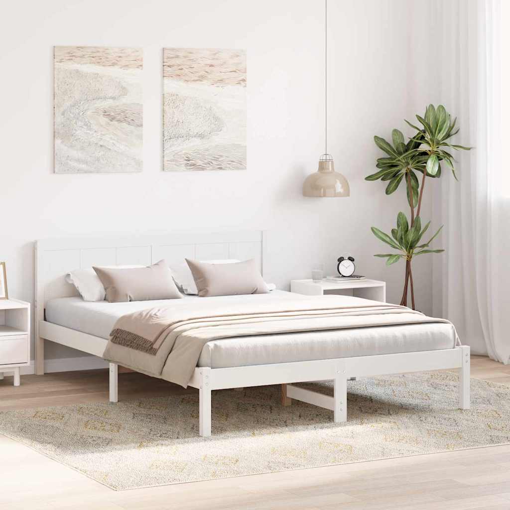 Sengestamme Hvit 150 x 200 cm Massivt furutre