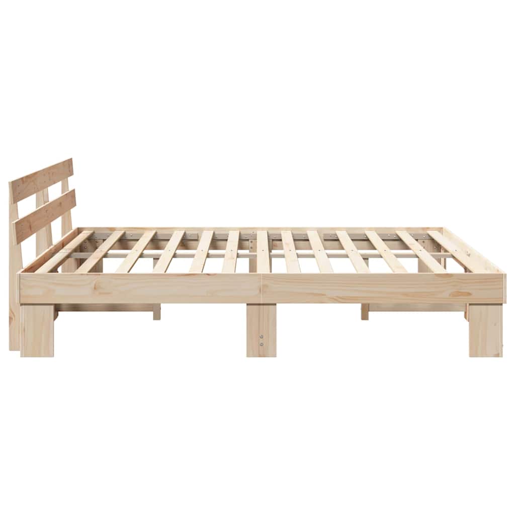 Sengestamme med hodegjerde Naturlig 200 x 200 cm Massiv furu