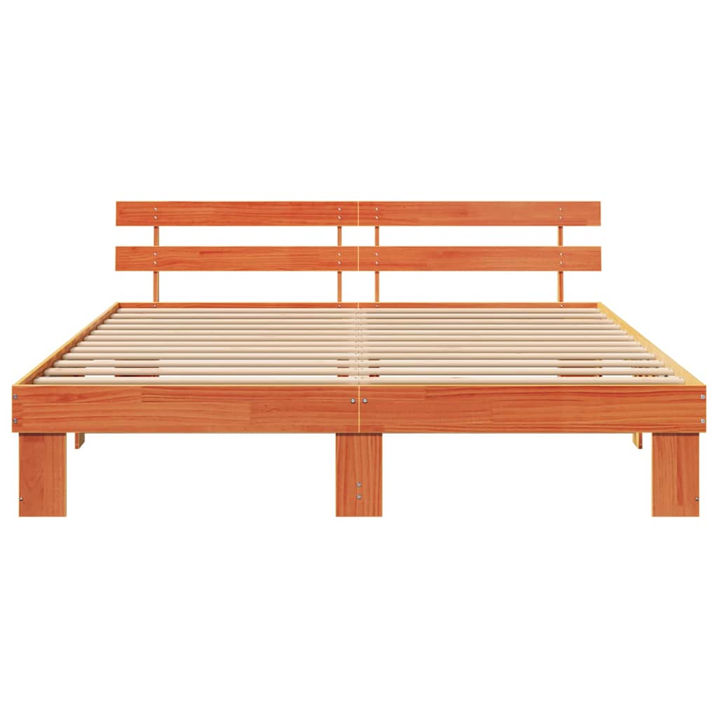Sengestamme med hodegjerde Vokset Brun 200 x 200 cm Massiv furu