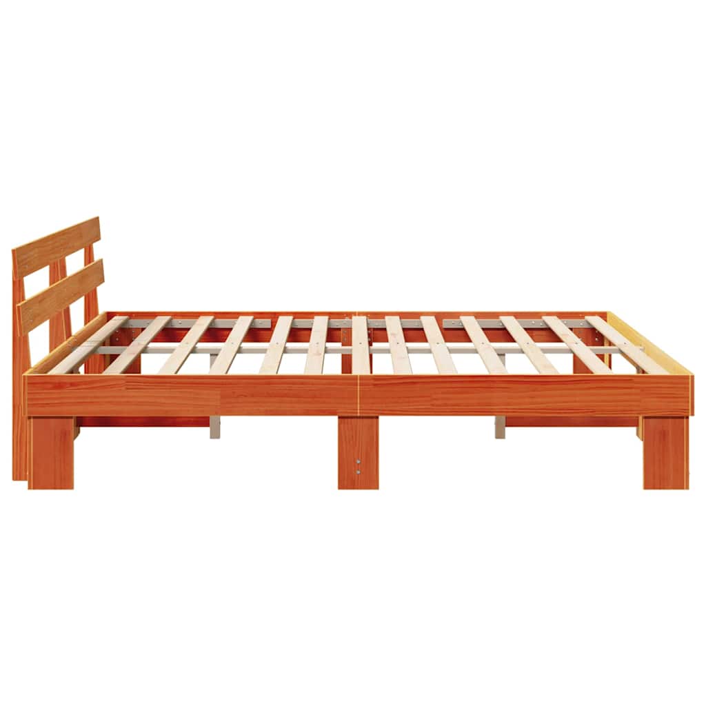 Sengestamme med hodegjerde Vokset Brun 200 x 200 cm Massiv furu