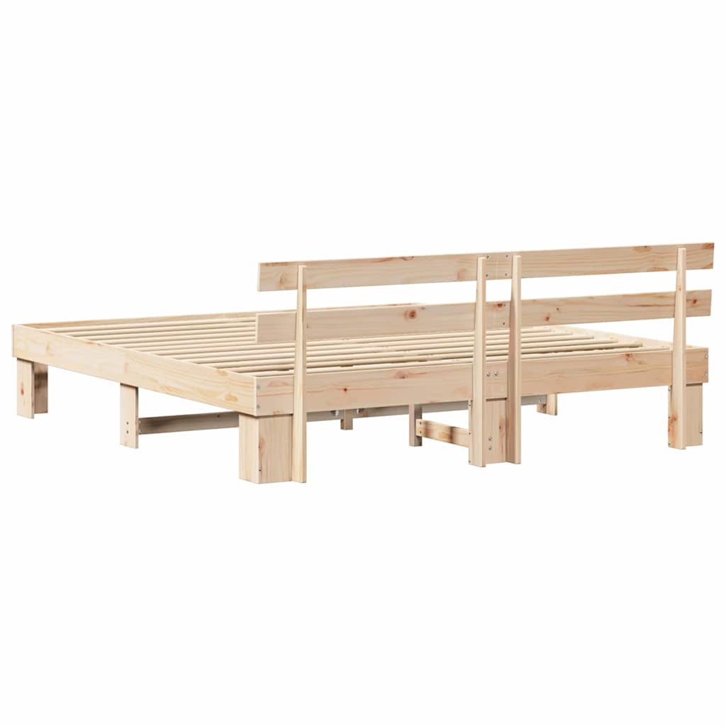 Sengestamme med hodegjerde Naturlig 180 x 200 cm Massiv furu