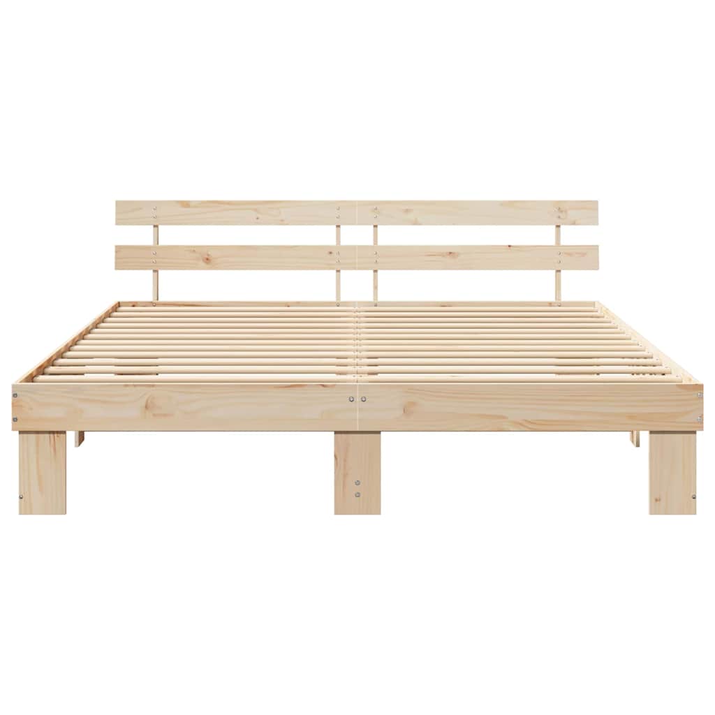 Sengestamme med hodegjerde Naturlig 180 x 200 cm Massiv furu