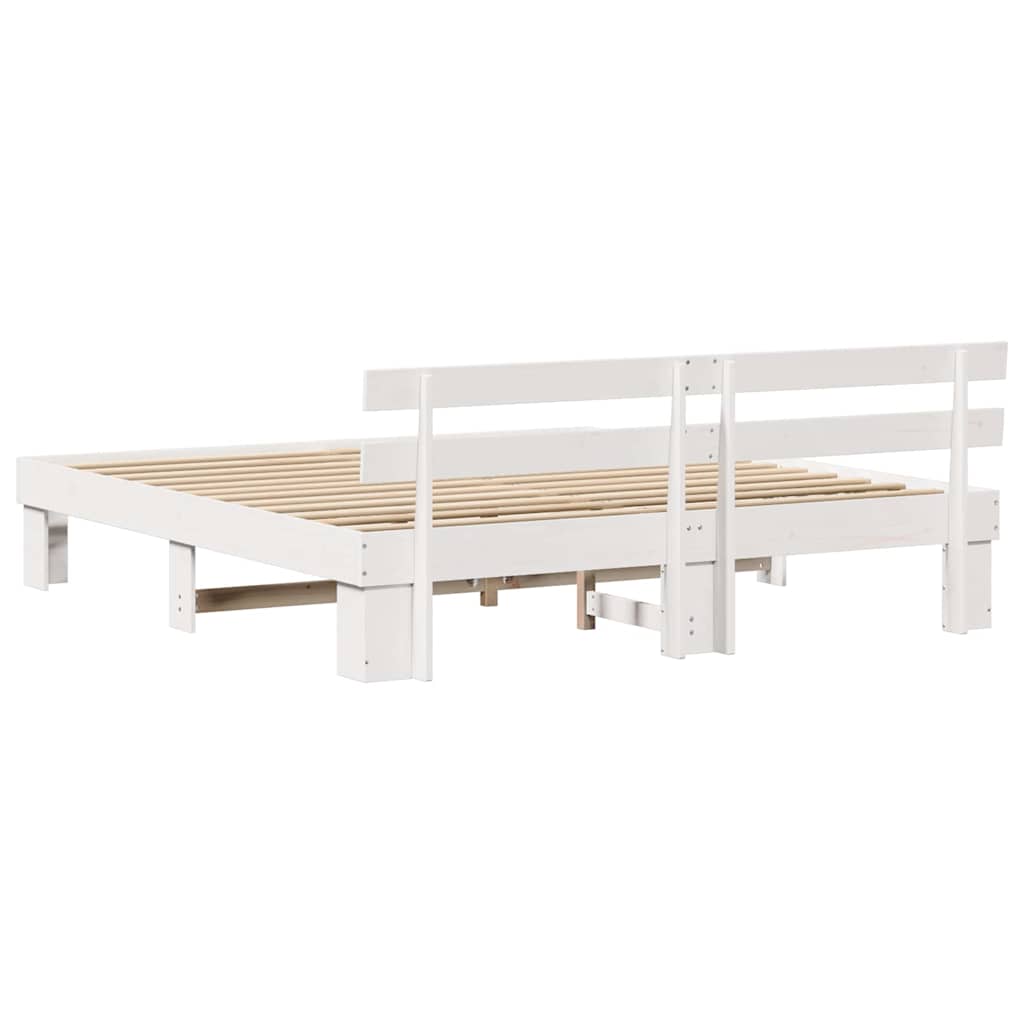 Sengestamme med hodegjerde Hvit 180 x 200 cm Massiv furu