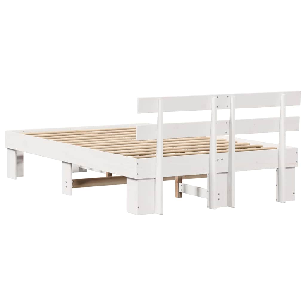 Sengestamme med hodegjerde Hvit 135 x 190 cm Massiv furu