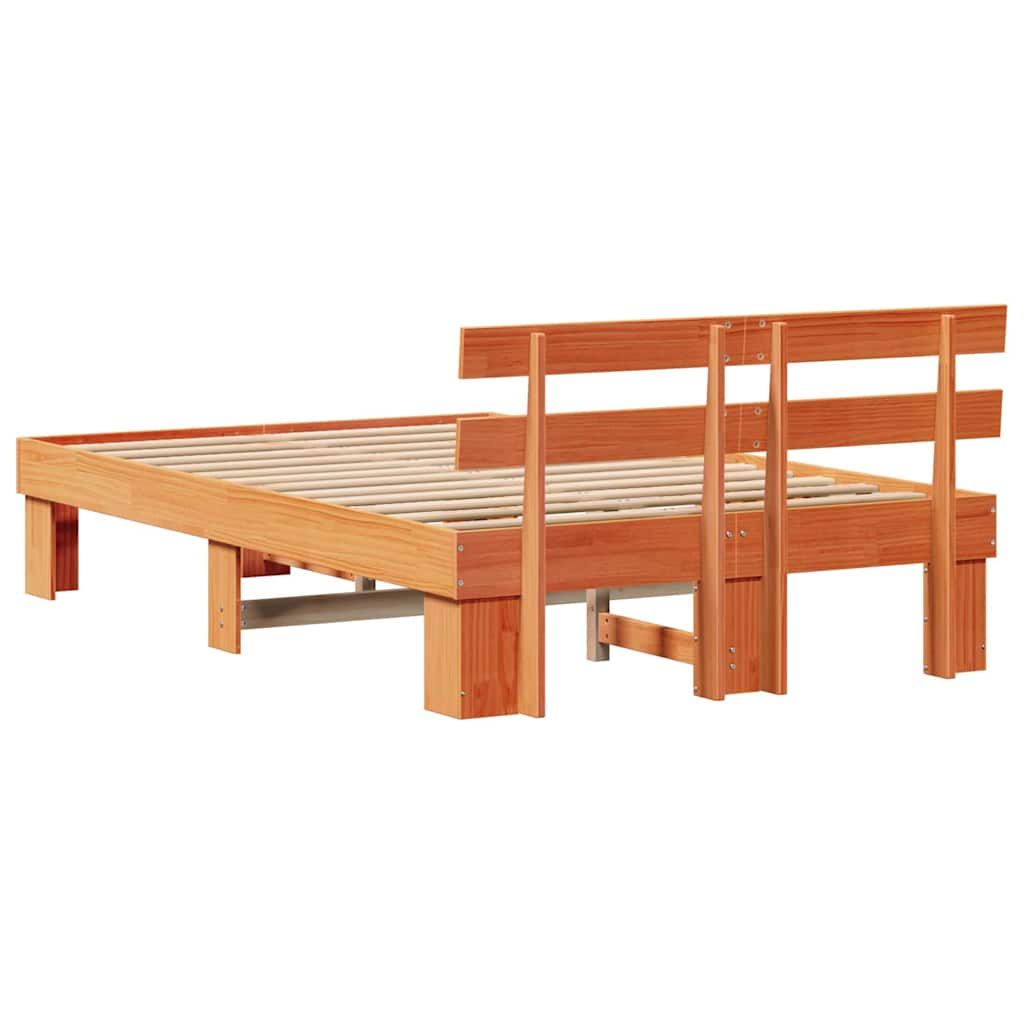 Sengestamme med hodegjerde Vokset Brun 120 x 190 cm Massiv furu