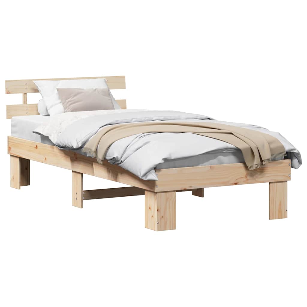 Sengestamme med hodegjerde Naturlig 75 x 190 cm Massiv furu