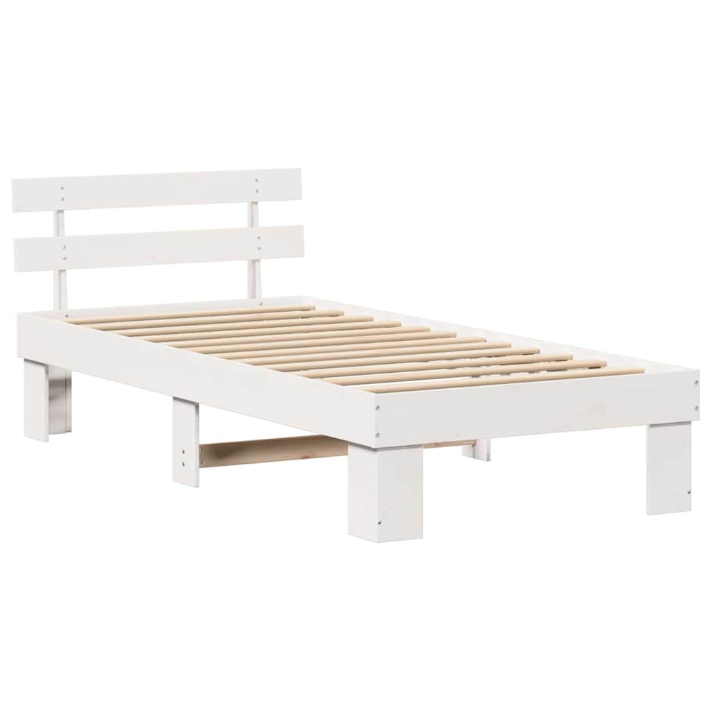 Sengestamme med hodegjerde Hvit 75 x 190 cm Massiv furu