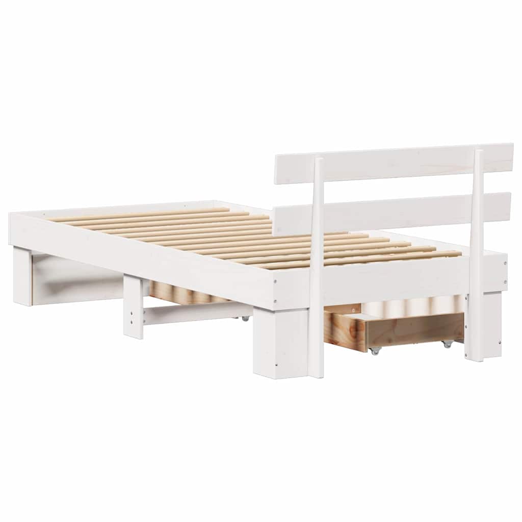 Sengestamme med hodegjerde Hvit 90 x 200 cm Massiv furu