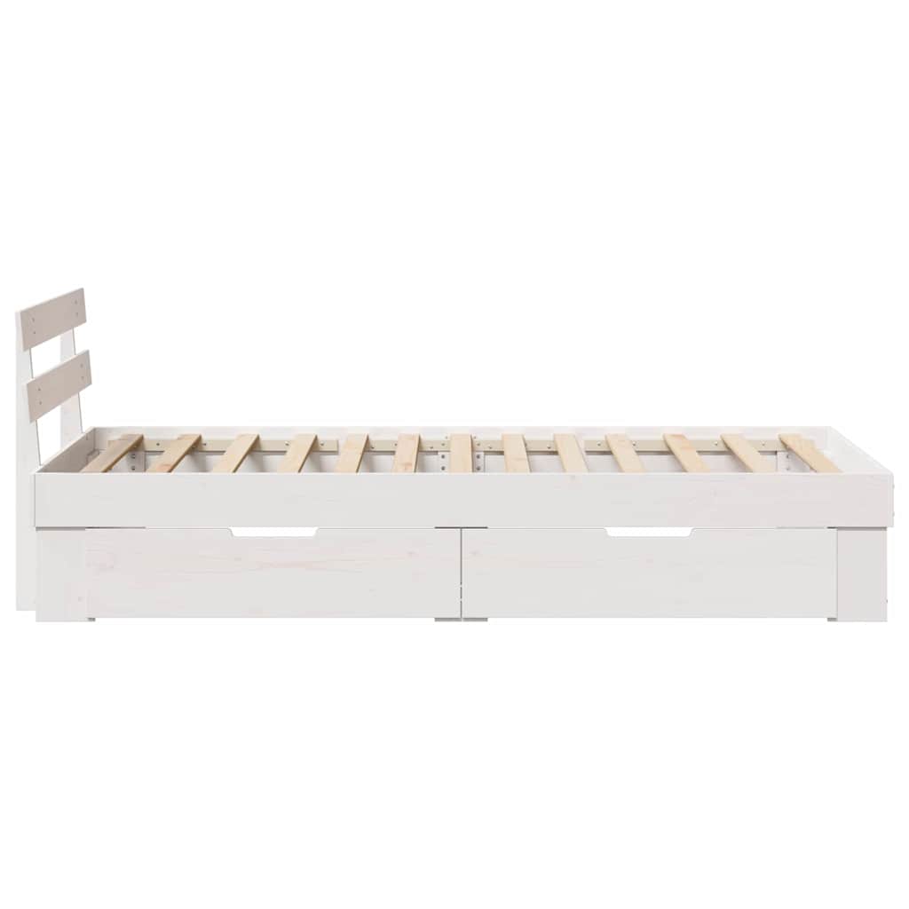Sengestamme med hodegjerde Hvit 90 x 200 cm Massiv furu