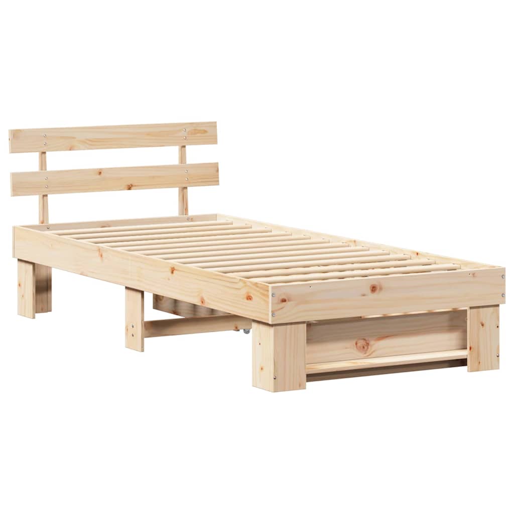 Sengestamme med hodegjerde Naturlig 80 x 200 cm Massiv furu