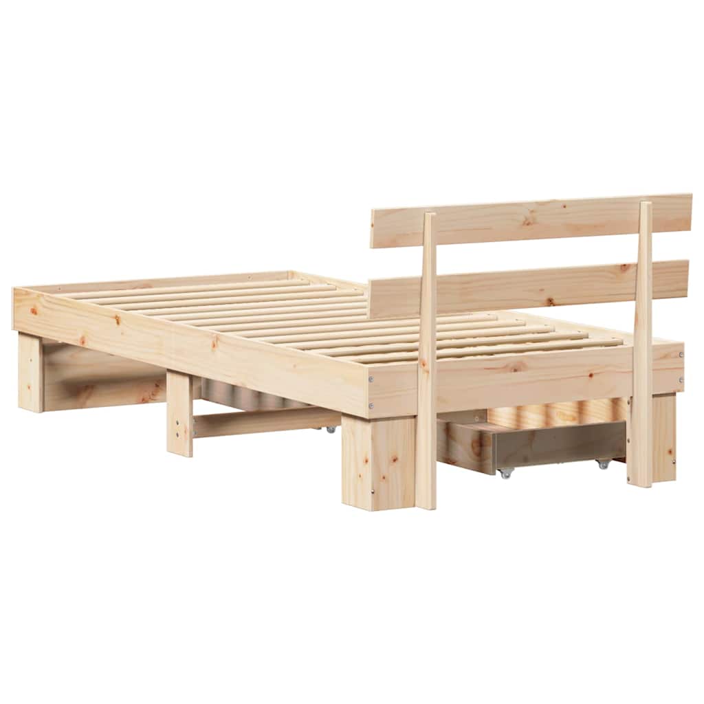 Sengestamme med hodegjerde Naturlig 80 x 200 cm Massiv furu