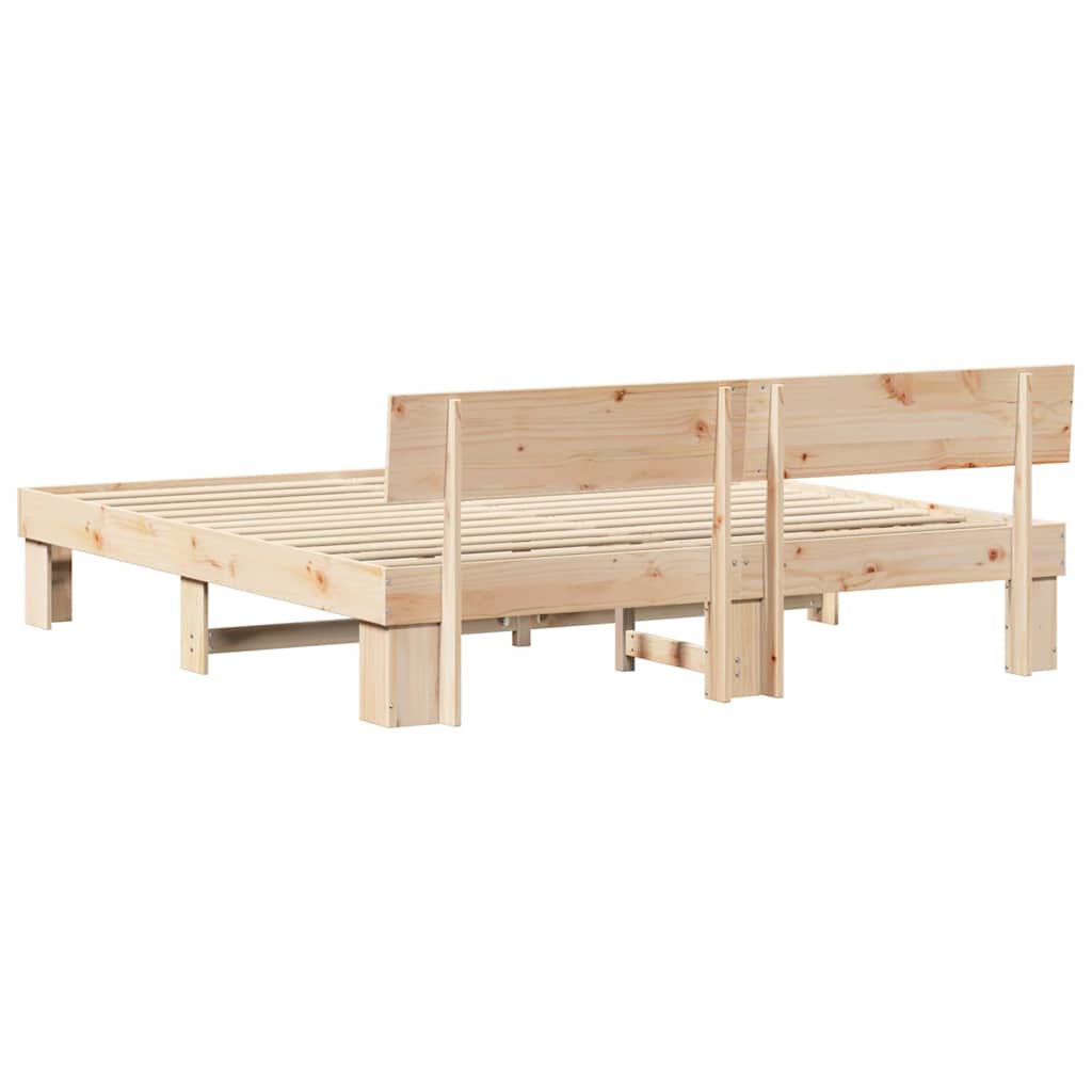 Sengestamme med hodegjerde Naturlig 180 x 200 cm Massiv furu