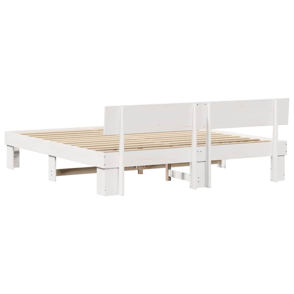 Sengestamme med hodegjerde Hvit 180 x 200 cm Massiv furu