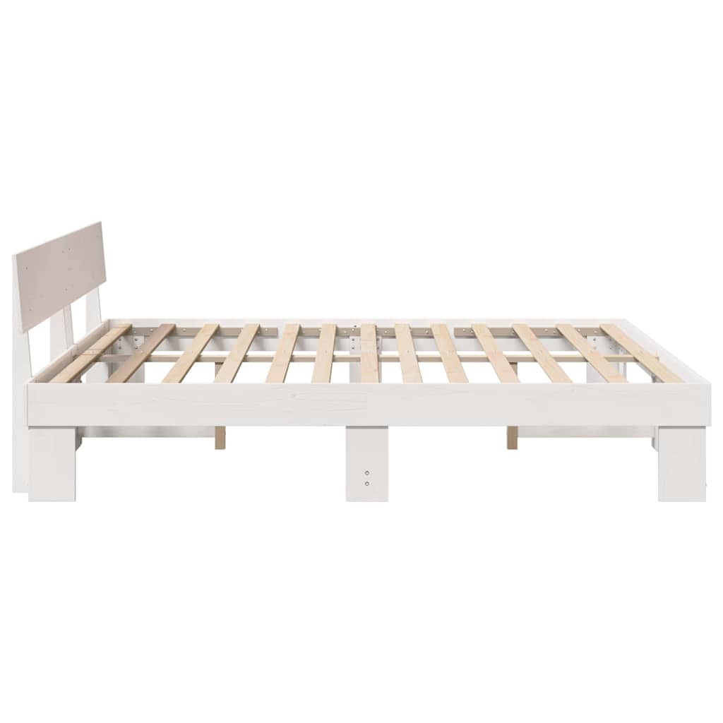 Sengestamme med hodegjerde Hvit 180 x 200 cm Massiv furu
