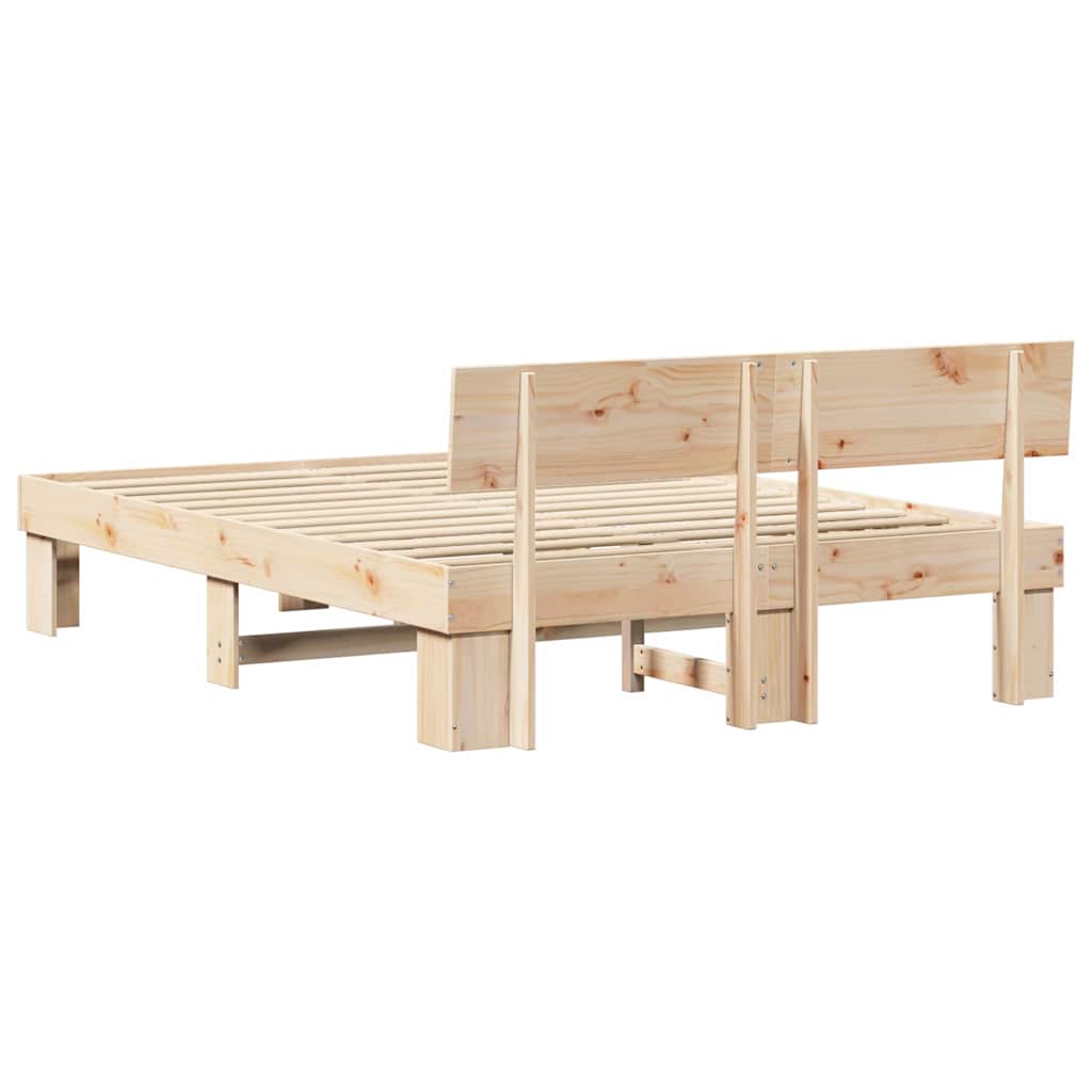 Sengestamme med hodegjerde Naturlig 160 x 200 cm Massiv furu