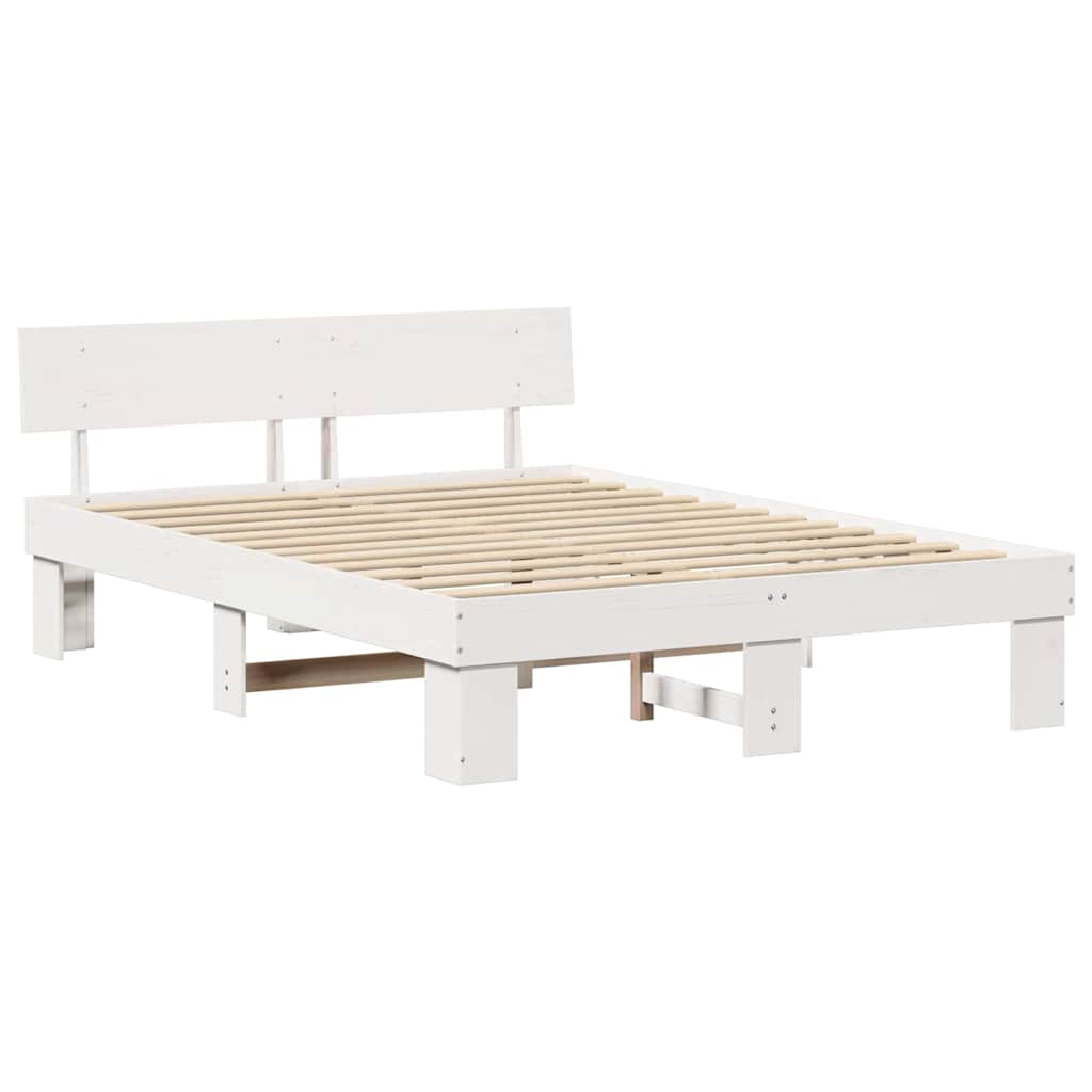 Sengestamme med hodegjerde Hvit 160 x 200 cm Massiv furu