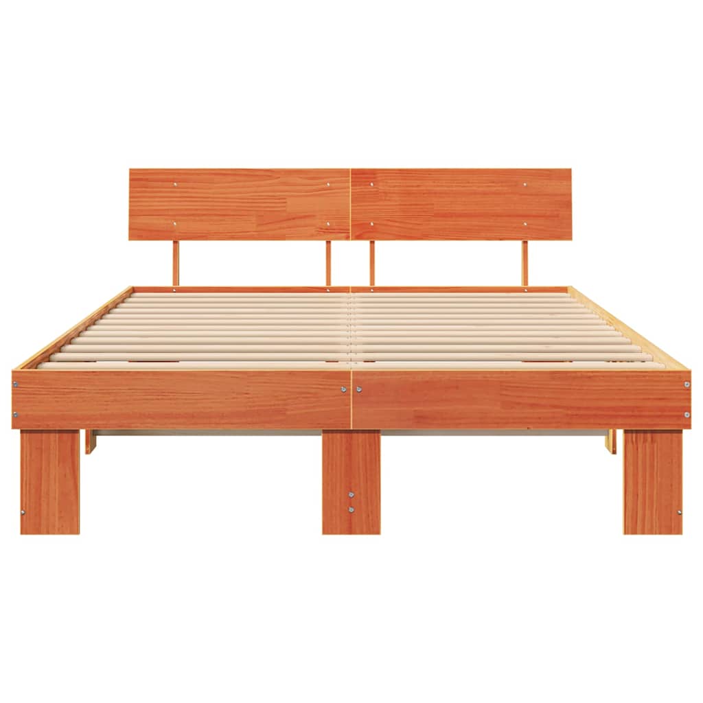 Sengestamme med hodegjerde Vokset Brun 160 x 200 cm Massiv furu