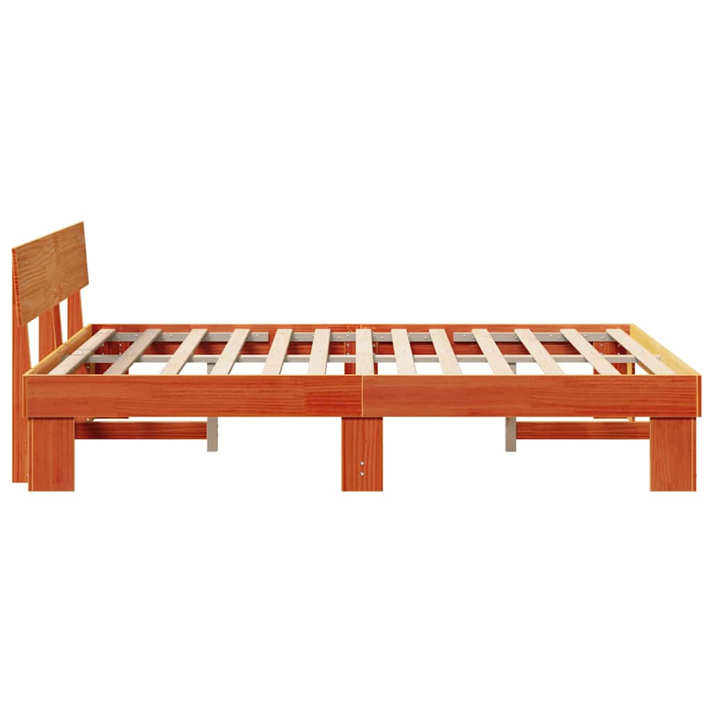 Sengestamme med hodegjerde Vokset Brun 160 x 200 cm Massiv furu