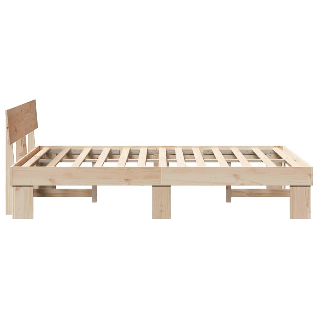 Sengestamme med hodegjerde Naturlig 140 x 190 cm Massiv furu