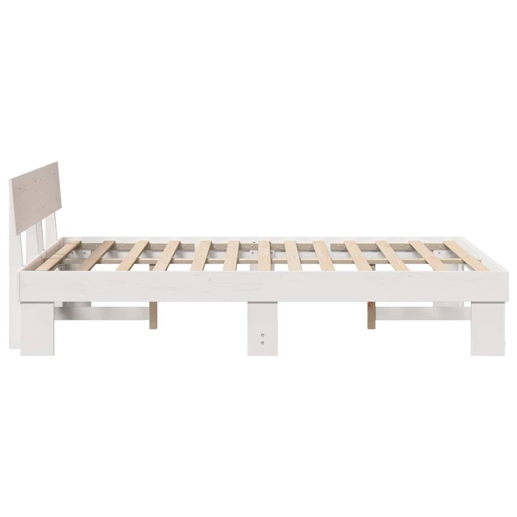 Sengestamme med hodegjerde Hvit 140 x 190 cm Massiv furu