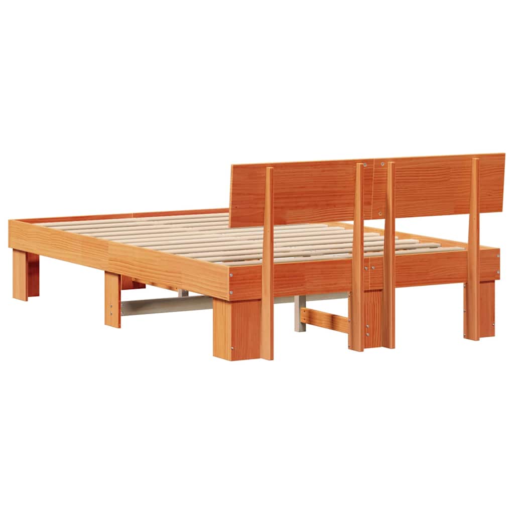 Sengestamme med hodegjerde Vokset Brun 140 x 190 cm Massiv furu