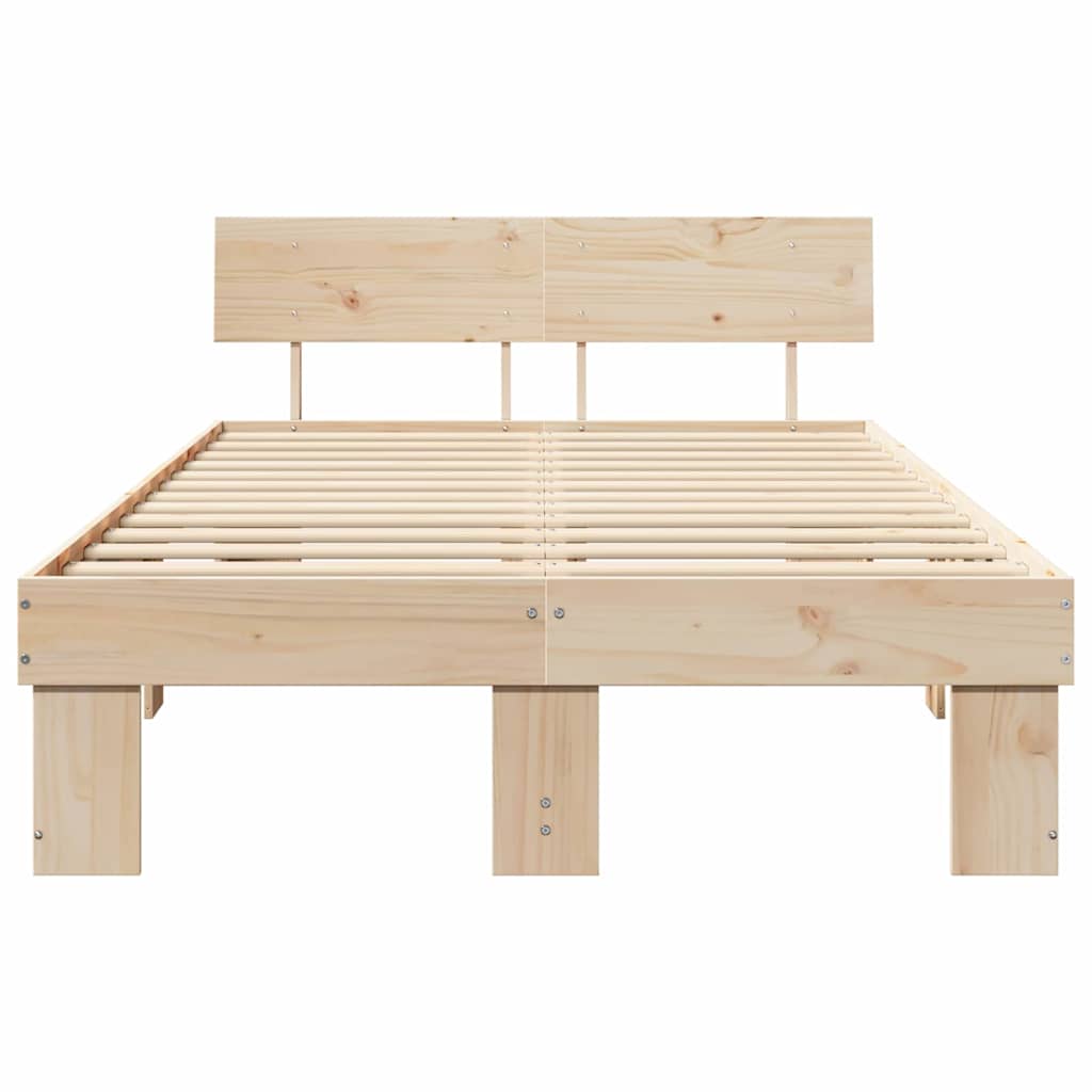 Sengestamme med hodegjerde Naturlig 135 x 190 cm Massiv furu