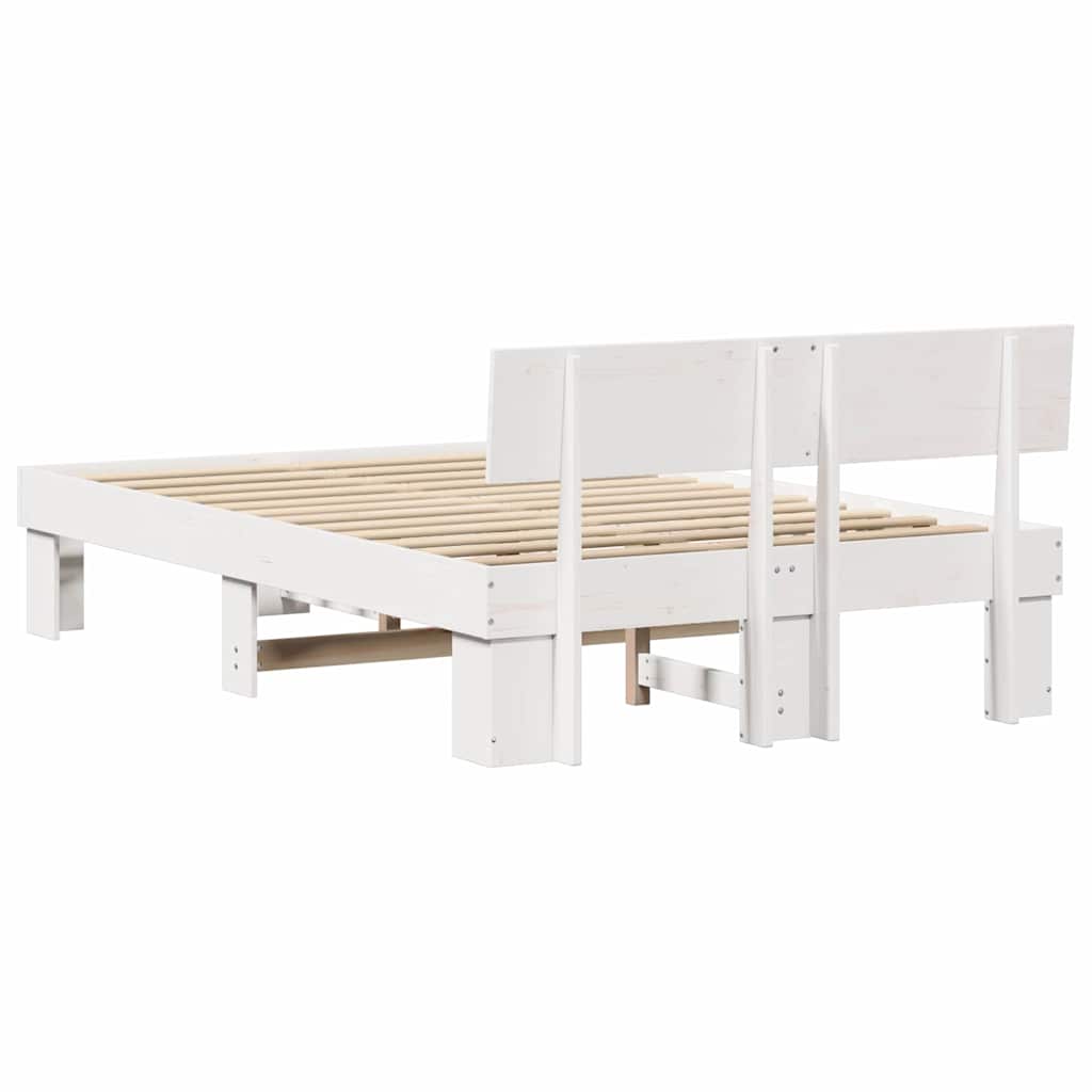 Sengestamme med hodegjerde Hvit 135 x 190 cm Massiv furu